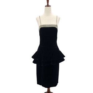 Vintage After Five by Julie Duroche Womens XS Dress Velvet Rhinestone Tiered